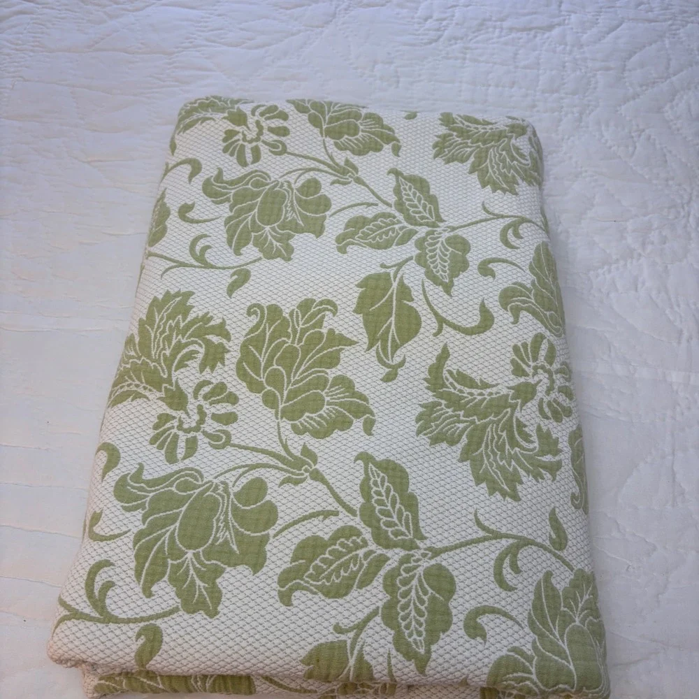 Colchas Domingos Matelesse Coverlet Cotton Sage Ivory Floral 76